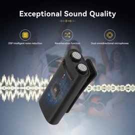 Retekess TG103 Lapel Microphone Wireless, 2 Pcs Lavalier Mic, 2 Mic Capsule Array Pickup, AI Noise Reduction, Mute/Reverberation, Microphone for Video Recording