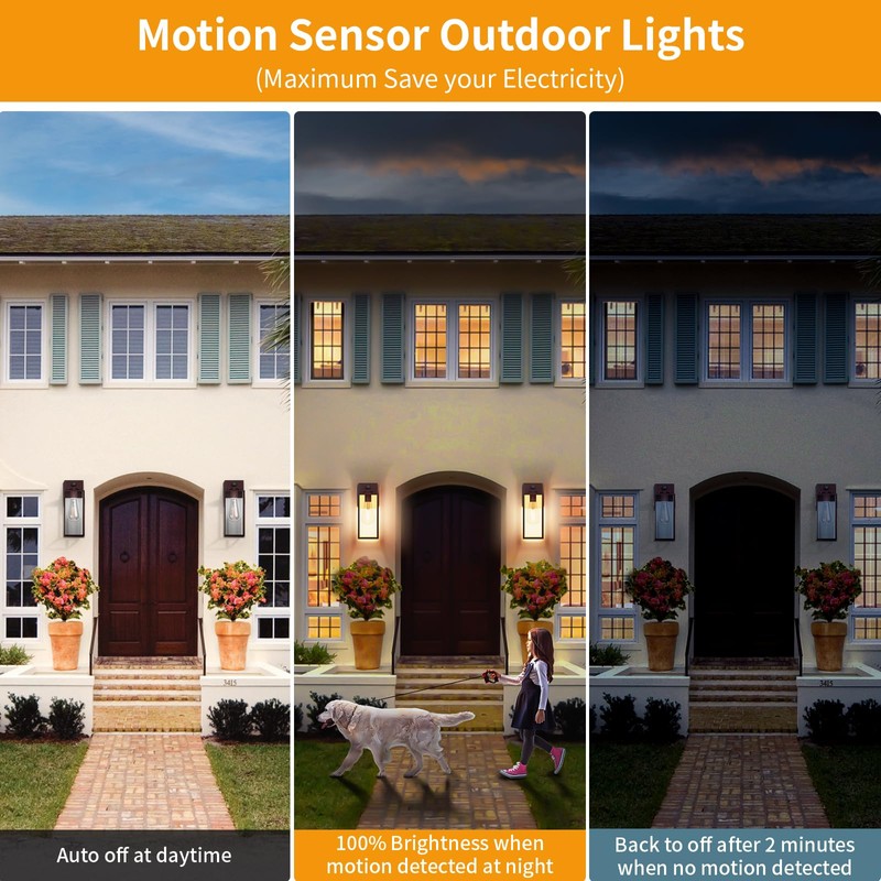 FNYUSLET 15'' Oil Rubbed Bronze Motion Sensor Outdoor Front Porch
