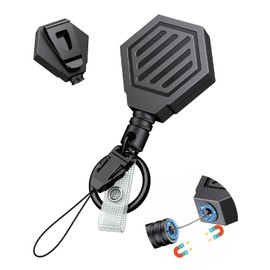 Pawfly Heavy Duty Retractable Keychain with Magnetic Closure Retractable Badge Reel for up to 16 oz Magnetic ID Badge Holder Reel with 35" Dyneema Cord ABS Casing Belt Clip and Large Carabiner Ring