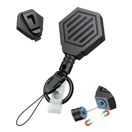 Pawfly Heavy Duty Retractable Keychain with Magnetic Closure Retractable Badge Reel for up to 16 oz Magnetic ID Badge Holder Reel with 35" Dyneema Cord ABS Casing Belt Clip and Large Carabiner Ring