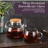 Whole Housewares Glass Teapot Set w/ Bamboo Lid + 4