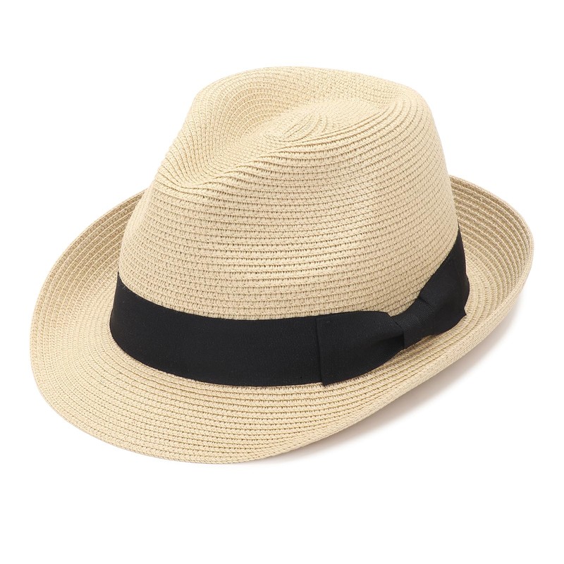 DRESHOW Women Straw Sun Hat Short Brim Panama Travel Fedora