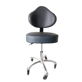 Cadiario Rolling Stool Heavy Duty Super Soft Seat Cushion 360°Swivel Supported Backrest Adjustable Height Upgraded Salon Stool Chair,Tattoo Facial Massage Spa Medical Home Office Black