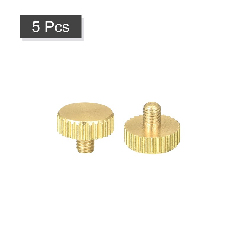 sourcing map Knurled Thumb Screws, M3x4mm Flat Brass Bolts Grip