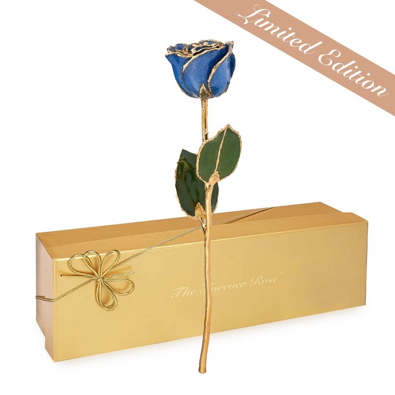 Forever Rose 24K Limited Edition Gold Dipped Sapphire Sparkle Rose,