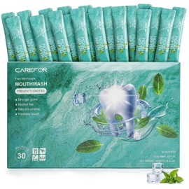 Mouthwash Travel Size Portable Packets to Go, Alcohol & Fluoride Free Fresh Mint MouthwashStrips for Superior Oral Hygiene,30 Individual Disposable Mouthwash Packs(Pack of 30)