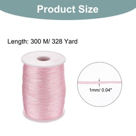 Rebower 1mm Nylon String for Bracelets, 328 Yard Nylon Beading Thread String Cord [ for Jewelry Making Bracelet Necklaces DIY Craft] - Pink