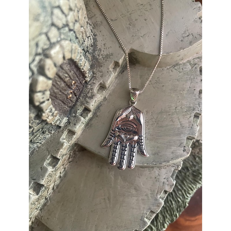 Jewelry Trends Large Hamsa Hand of Fatima Eye Sterling Silver
