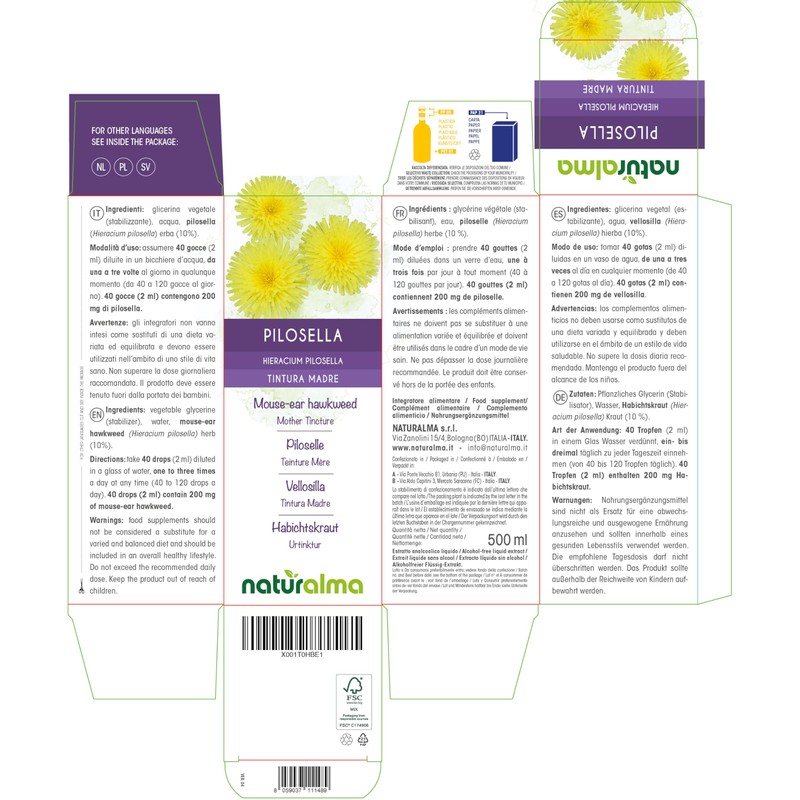 Mouse-Ear Hawkweed (Hieracium pilosella) herb Alcohol-Free Mother Tincture Naturalma |