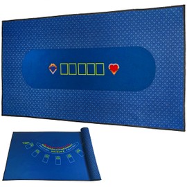 BALIKEN 36x18 Inches Texas Holdem Poker Mat & Blackjack Table Top Casino Felt Professional Grade Mat (Blue)