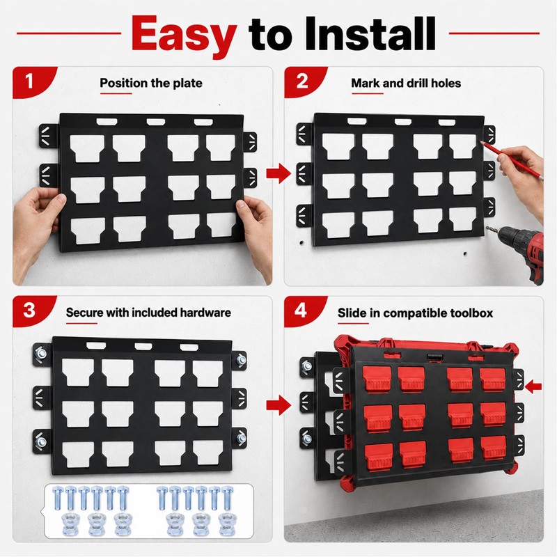 Muscovite Mounting Plate Compatible with Milwaukee Packout Accessories for Wall,