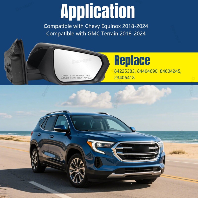 Dexepe Passenger Side Mirror Assembly 2018-2024 Compatible with Chevy Equinox