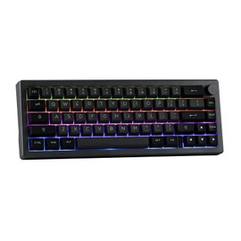 EPOMAKER EK68 65% Wireless Gaming Keyboard with Metal Knob, Hot Swappable Gasket Mechanical Keyboard, Bluetooth 5.0/2.4Ghz/USB-C, NKRO, Programmable, RGB Backlit (Black Silver, Gateron Pro Yellow)