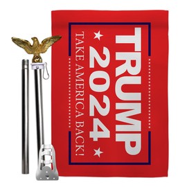 Trump Flag Take America Back Flag Eagle Pole Kit Wall Hanging Deor for Home Porch Trump 2024 MAGA President 47 Patriotic Decorations 4th of July