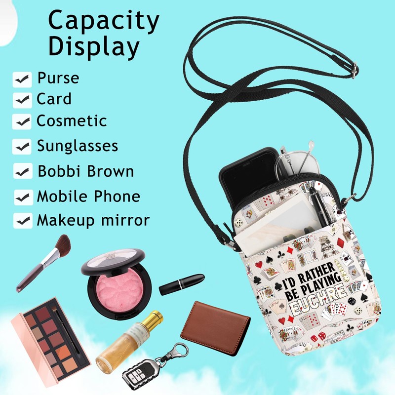 WZMPA Funny Euchre Crossbody Bag Euchre Game Lover Gift I'd