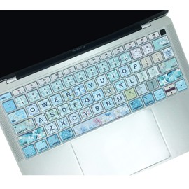 WSLUCKO Keyboard Cover Protector for Apple MacBook Air 13.3 Inch (Model: A1932 2018/2019 Released), Silicone Skin Protector with Pattern & Big Letter Design Garland