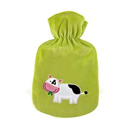 0.8 Litre Rubber Hot Water Bottle with Velour Cover "Cow Liesl"