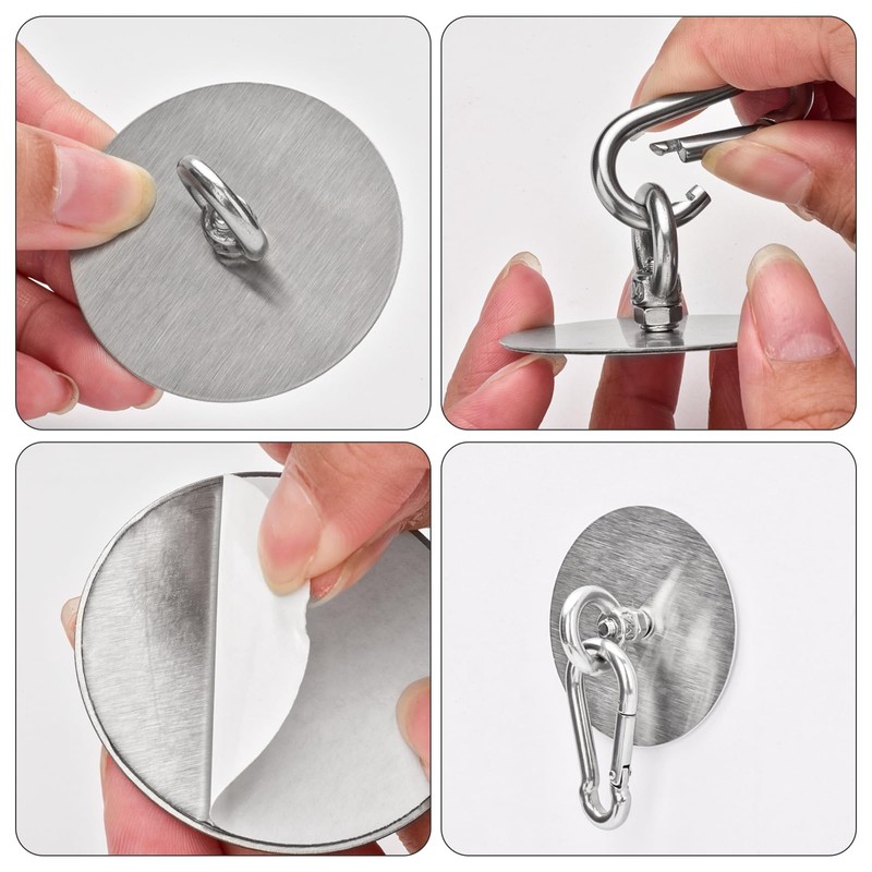 Sankoly 4 Pcs Self Adhesive Ceiling Hook Stainless Steel Pad