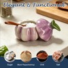 Purple Onion Shaped Ceramic Salt Cellar with Lid and Spoon,