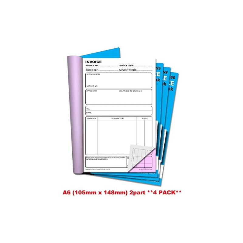 Cherry Carbonless NCR Duplicate Invoice Book Perfect for Self Employed