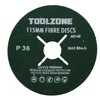 10pc 115mm (4.5") Fibre Discs 36 Grit Abrasive Sanding Disc