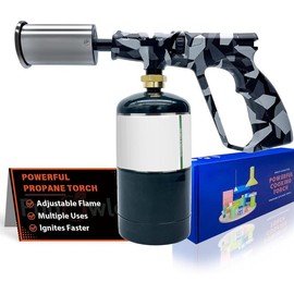 Powerful Cooking Propane Torch Lighter - Culinary Kitchen Torch, Sous Vide, Charcoal Lighters, Campfire Starter, Flame Thrower Fire Grill Gun for Searing Steak, Creme Brulee, BBQ (Tank Not Included) - Color: Large (Carbon-fiber)