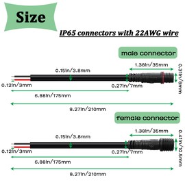 mxuteuk mxuteuk 6 Pairs 22AWG 2 Pin Electrical Connector,5.87in/15cm Wire Waterproof Male Female Connector,for LED Strip,Car,Truck,Boat