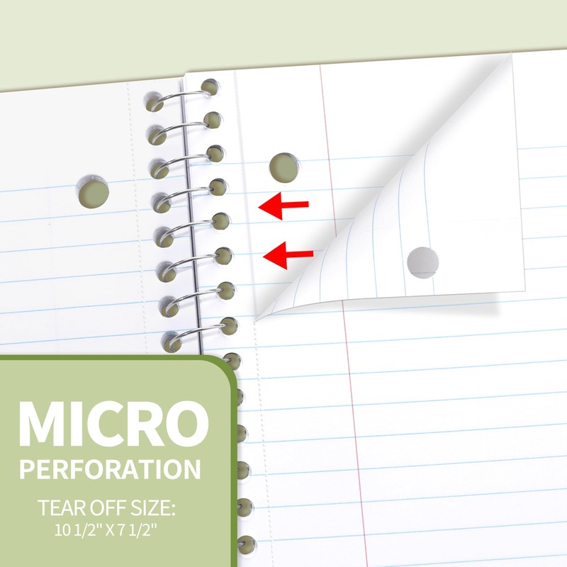 SUNEE Spiral Notebook, 1-Subject, College Ruled Paper, 8" x 10-1/2",