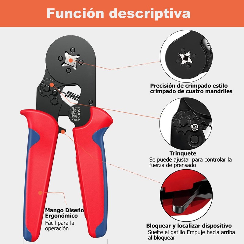 Herramientas de Crimpado de Casquillo (AWG23-7), Crimpadora de Terminales, Pinzas