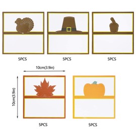 Outus 25 Pieces Thanksgiving Place Card Thanksgiving Greeting Cards Table Name Place Cards with Pumpkin Turkey Witch Hat Design for Thanksgiving Party Supplies