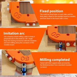 Set of 2 Milling Template Radius Stencils Corner Milling Template R10 R15 R20 R25 R30 R35 R40 R50, 4 in 1 Positioning Tool for Woodworking, Tool DIY
