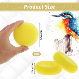 6 Pcs Round Painting Sponge, 3 Inch Pottery Painting Sponges Yellow Soft Artist Sponges Watercolors Sponges Craft Clay Sponge for Pottery Art Craft Pottery Clay Face Painting Ceramics