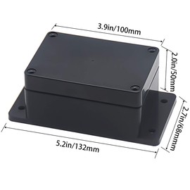 Zulkit Junction Box ABS Plastic Dustproof Waterproof IP65 Universal Electrical Boxes Project Enclosure with Fixed Ear Black 3.94 x 2.68 x 1.97 Inch (100 x 68 x 50 mm) (Pack of 1)