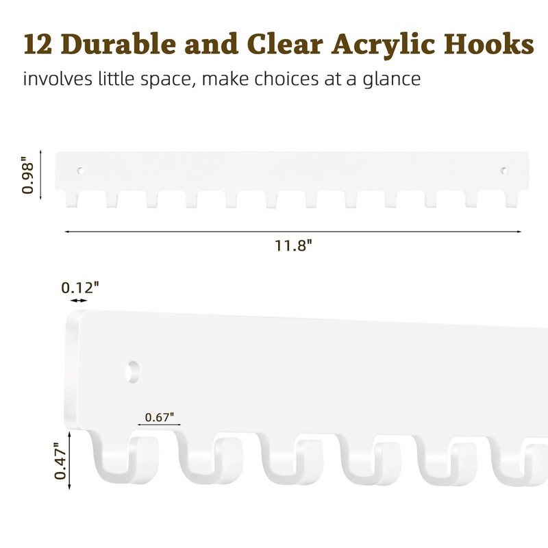 Acrylic Necklace Holder 2 Pack Wall Mounted Necklace Organizer Hanging
