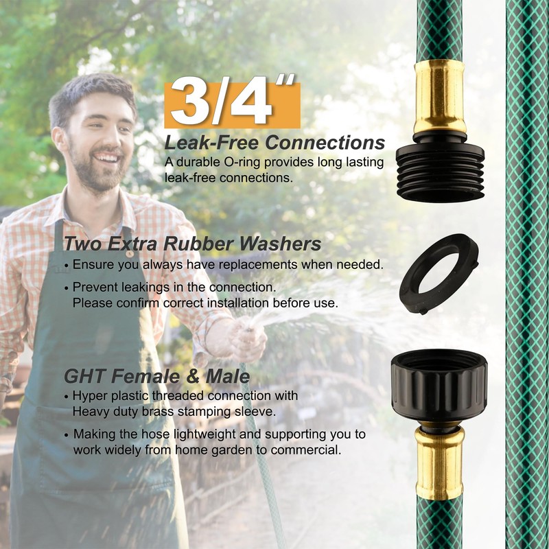 Leader Hose for Outdoor Garden Connection: 2FT 1/2" Short Hose