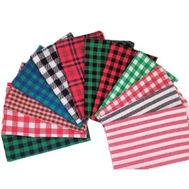 AMORNPHAN 20pcs/Set 8"x8" Check Squares Plaid Craft Cotton Fabric Bundle Gingham Precut Sewing Quilting Patchwork for Christmas Holiday