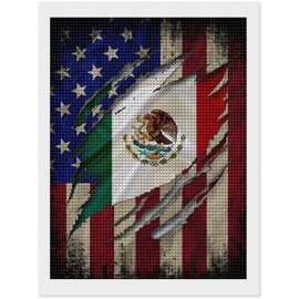 DVWIVGY Diamond Painting Kits Mexican American Flag Diamond Art for Adults Kids Diamond Painting Kits Accessories Full Drill Kit Crystal Pictures Home Wall Decor Gifts 12 x 16 inch