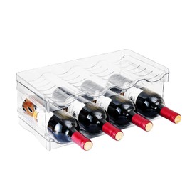 IEEK 2 Pack Stackable Wine and Water Bottle Holder Free-Standing Fridge Wine Bottle Organizers Clear Plastic Water Bottle Holder for Cabinet,Refrigerator,Pantry,Kitchen Countertops,Holds 8 Bottles