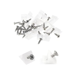 YFFSFDC Plastic Angle Brackets Angle Backboard Chocks L-Shaped Angle Fasteners with Screws Plastic Connectors White Corner Brace Closet Cabinet Bookshelf Fasteners (Set of 30)