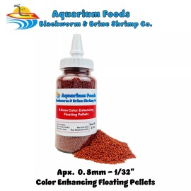 Aquatic Foods Inc. 0.8mm Micro Color Enhancing Floating Pellets for Bettas, Guppies, Babies. Bottle - 2.5oz Bottle