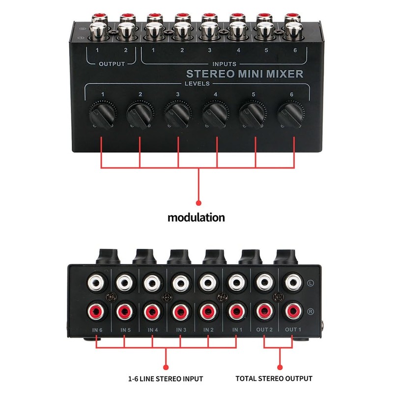 Daiilg 4 Channels Passive Stereo Mixer Mini Audio Mixer Portable