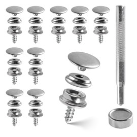 32Pcs 15mm Press Stud Kit, Stainless Steel Press Studs Snap Fasteners, Snap Button Fastener Kit for Boat Cover Wood Leather Crafts
