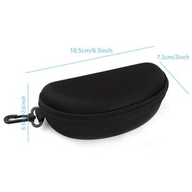 Yamrots 3pcs Zipper Hard Sunglasses Cases Portable Travel Eyeglasses Cases with Plastic Hook (Black Blue Grey)