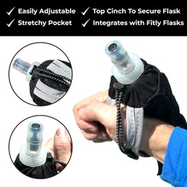 FITLY Running Handheld Water Bottle 12 oz Soft Flask - Hand Water Bottle For Runners, Hiking, Skiing & Outdoor Activity - Fits F2, F2, F3 & F4 Collapsible Flask - Hydration Bottle Holder with Pocket