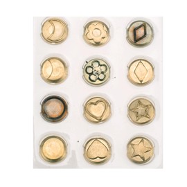 GLOREX 6 1671 003 Pebaro Burning Stamp Set, 12 Pieces, with Various Shapes Made of Brass, for Screwing in for Pebaro Fire Painting Pistons, Burning on Wood, Leather, Cork and Other Materials