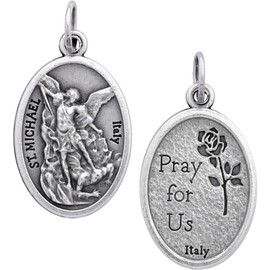 100-Pack St. Michael the Archangel Medals – 1" Silver Plated – Catholic Medals Bulk – Made in Italy – Saint Michael Patron of Police, Military, and Protection