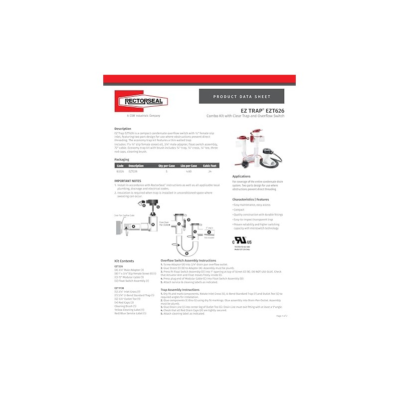 RectorSeal EZ Trap 83626 Combo Kit with Clear Trap and
