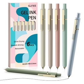 SUNEE Gel Pens, 6 Pack 0.5mm Pens Fine Point Smooth Writing Pens with Quick-Dry Black Ink, Cute Aesthetic School Office Note-Taking Pens for Journaling - Morandi