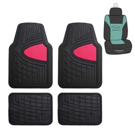 FH Group Automotive Floor Mats - Heavy-Duty F11311 (Pink) Rubber Floor Mats for Cars, Universal Fit Full Set, Climaproof™ Floor Mats and Trimmable Floor Mats for Most Sedan, SUVs and Truck Floor Mats