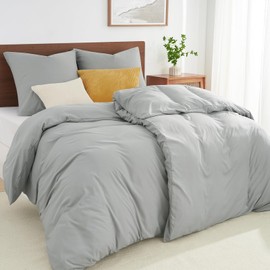 WohlNest Bed Linen Light Grey, Microfibre Duvet Cover 135 x 200 cm + 2 Pillowcases 80 x 80 cm, Cuddly Soft Bed Linen Anthracite with Zip
